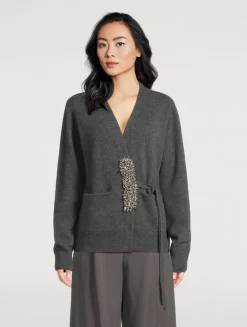 Tiah Embellished Cashmere Wrap Cardigan