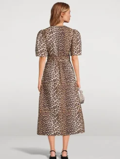 Tie-Front Midi Dress In Leopard Print