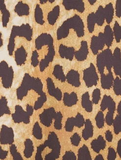 Tie-Front Poplin Blouse In Leopard Print