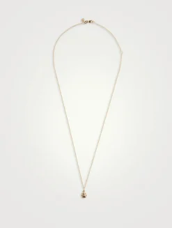 Tiny 14K Gold Ladybug Charm Necklace With Ruby And Diamonds