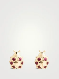 Tiny 14K Gold Ladybug Stud Earrings