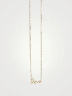 Tiny 14K Gold Pure Love Script Necklace