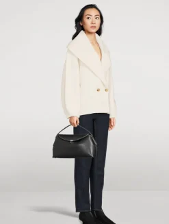 T-Lock Leather Top Handle Bag