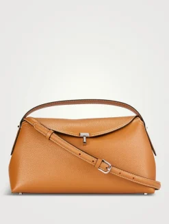 T-Lock Leather Top Handle Bag