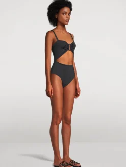 Tortoise Ring Cut-Out One-Piece Swimsuit