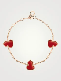 Triple Wulu 18K Rose Gold Bracelet With Agate
