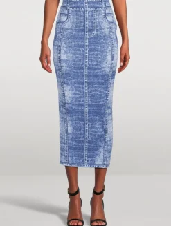 Trompe L'œil Denim Pencil Skirt