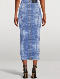 Trompe L'œil Denim Pencil Skirt