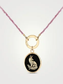 Trust In Yourself 14K Gold Talisman Ruby Beaded Choker Necklace