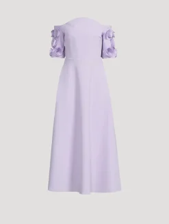 Tschumi Off-The-Shoulder Dress With Floral Appliqué