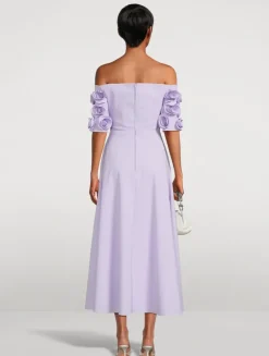 Tschumi Off-The-Shoulder Dress With Floral Appliqué