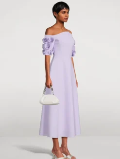 Tschumi Off-The-Shoulder Dress With Floral Appliqué