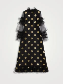 Tulle-Trimmed Jacquard Plusdepois Dress