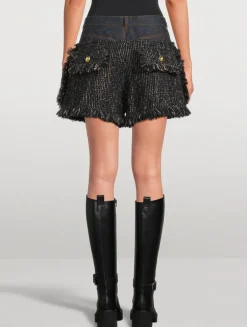 Tweed And Denim Shorts