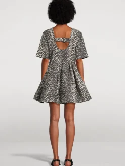 Tweed Mini Dress In Leopard Print