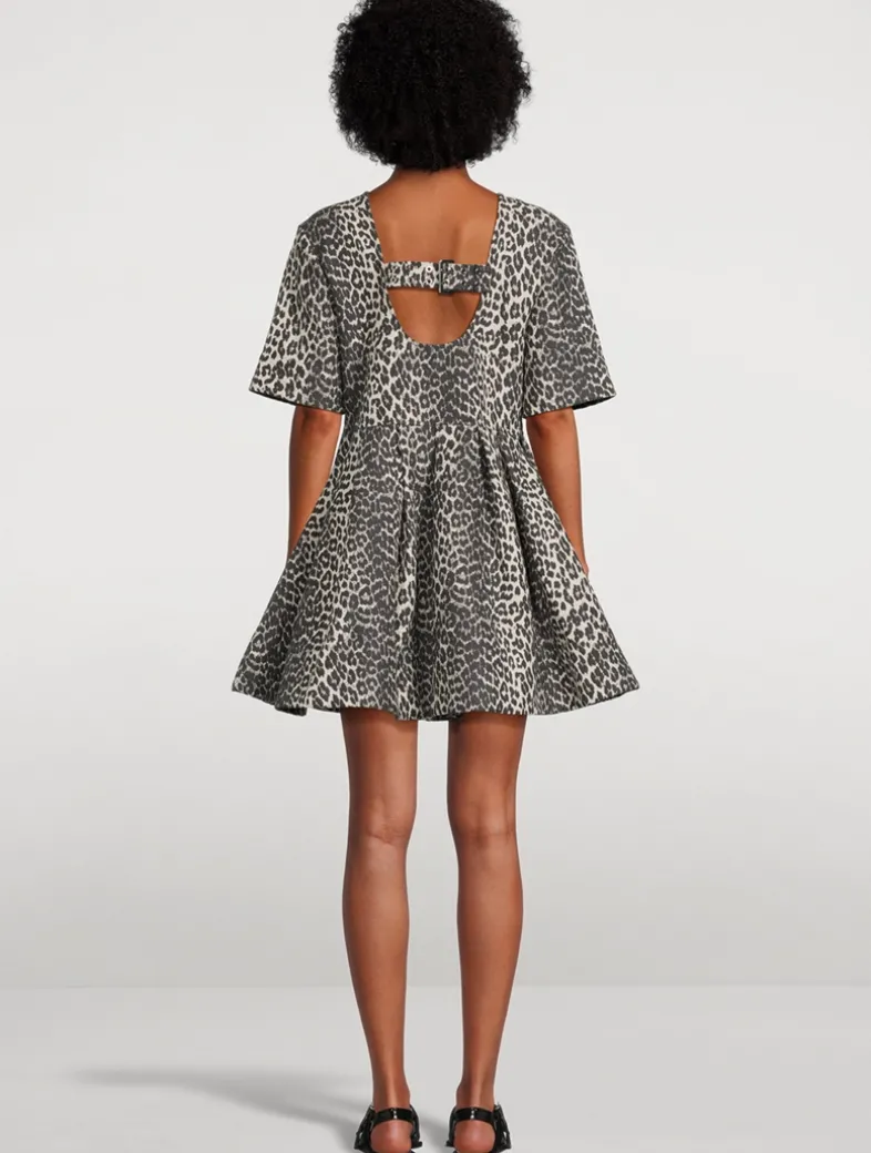 Tweed Mini Dress In Leopard Print