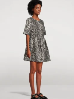 Tweed Mini Dress In Leopard Print