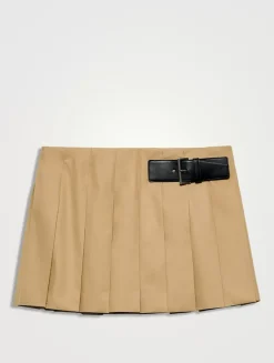 Twill Miniskirt With Leather Belt