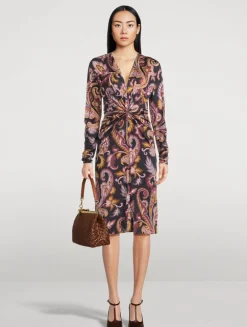 Twist-Front Dress In Paisley Print