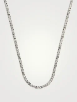 Uniform 18K White Gold Four-Prong Line Necklace With Diamonds