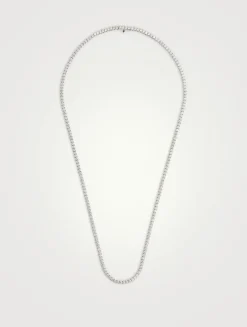 Uniform 18K White Gold Four-Prong Line Necklace With Diamonds