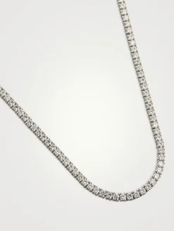 Uniform 18K White Gold Four-Prong Line Necklace With Diamonds