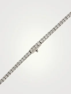 Uniform 18K White Gold Four-Prong Line Necklace With Diamonds