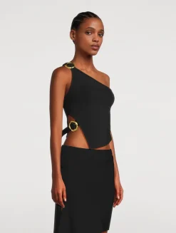 Valeria Embellished One-Shoulder Top