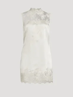 Valeria Lace-Trimmed Silk Mini Dress