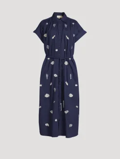 Valerie Caftan With Embroidered Seashells And Corals