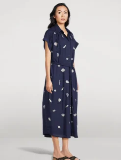 Valerie Caftan With Embroidered Seashells And Corals