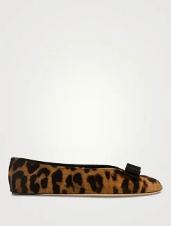 Vanna Pony Hair Ballet Flats In Leopard Print