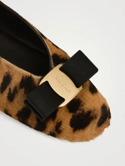 Vanna Pony Hair Ballet Flats In Leopard Print