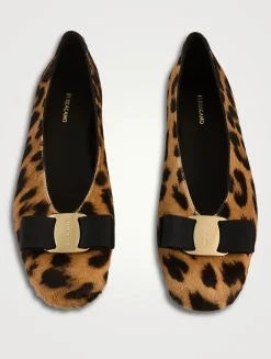 Vanna Pony Hair Ballet Flats In Leopard Print