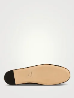 Vanna Pony Hair Ballet Flats In Leopard Print