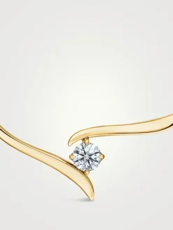 VELA 18K Gold Solitaire Crossover Pendant Necklace With Diamonds