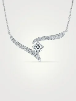 VELA 18K White Gold Crossover Pendant Necklace With Diamonds