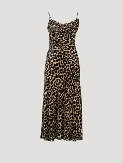 Velvet Slip Dress In Leopard Print