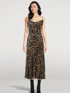 Velvet Slip Dress In Leopard Print