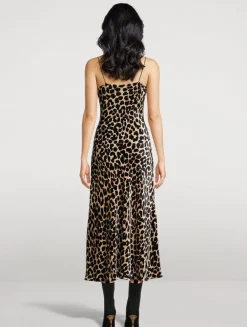 Velvet Slip Dress In Leopard Print