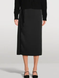 Velvet-Trimmed Midi Skirt