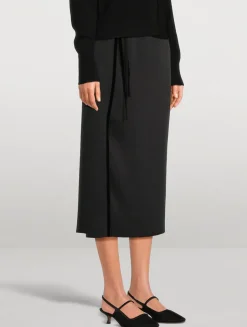 Velvet-Trimmed Midi Skirt