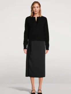 Velvet-Trimmed Midi Skirt