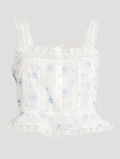 Vietta Cotton Tank Top In Floral Print