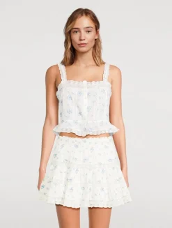 Vietta Cotton Tank Top In Floral Print