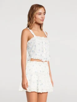 Vietta Cotton Tank Top In Floral Print