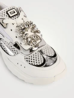 Viv' On The Run Leather And Mesh Sneakers