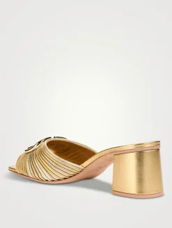 VLogo Metallic Leather Mules