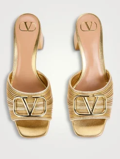 VLogo Metallic Leather Mules