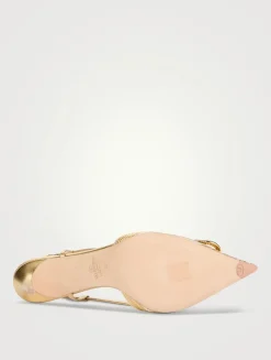 VLogo Metallic Leather Slingback Pumps